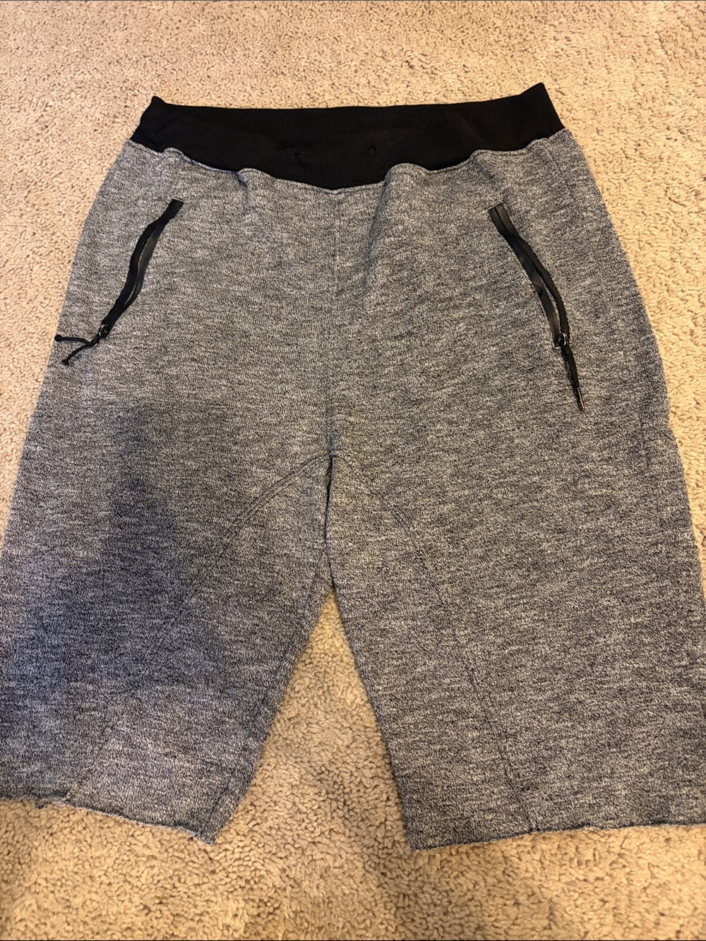 Men's Athletic Gray Knit Shorts with Black Waistband